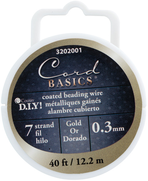 6 Pack Cord Basics 7-Strand Beading Wire .3mmX40'-Gold 32020-01 - 016321489776