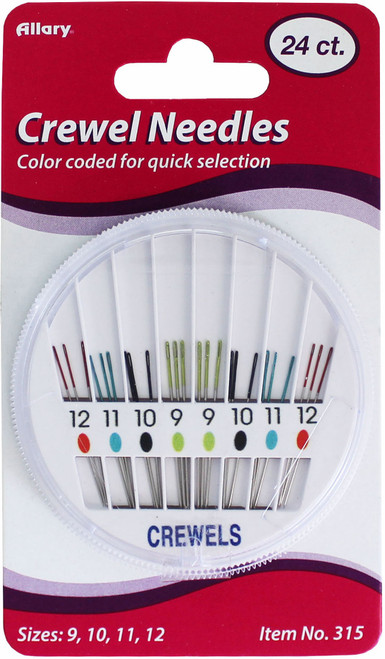 6 Pack Allary Crewel Needles 24/Pkg-Assorted Sizes 315A - 750557003152
