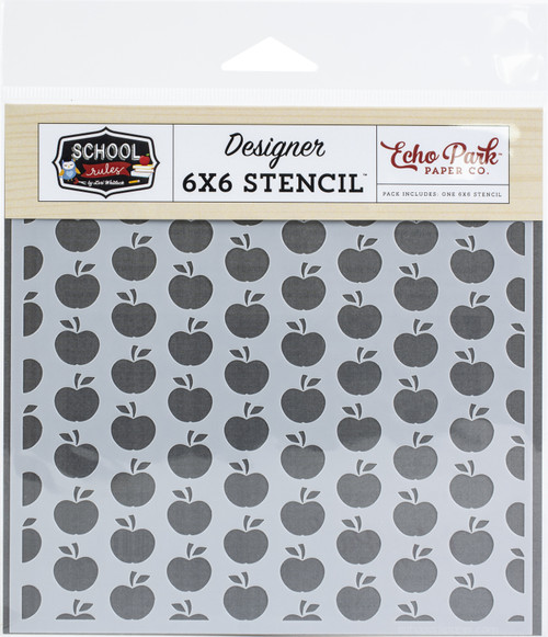2 Pack Echo Park Stencil 6"X6"-Apple For Teacher, School Rules CR215033 - 787790176619