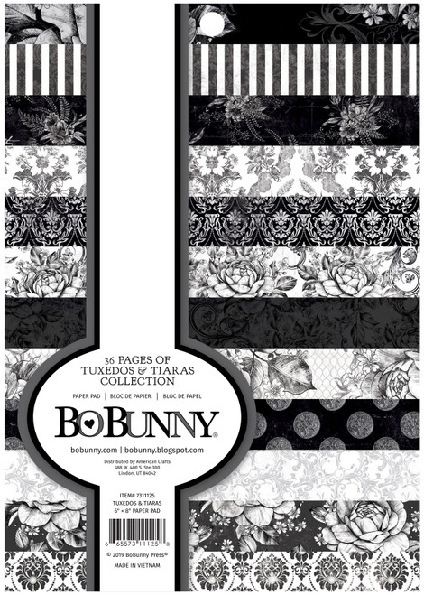 3 Pack BoBunny Single-Sided Paper Pad 6"X8" 36/Pkg-Tuxedos & Tiaras, 12 Designs/3 Each 7311125 - 665573111258