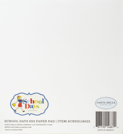2 Pack Carta Bella Double-Sided Paper Pad 6"X6" 24/Pkg-School Days, 12 Designs/2 Each DS118023