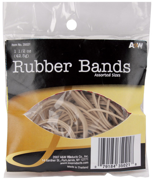 6 Pack Rubber Bands 1.5oz-Tan Assorted Sizes -35021 - 079184350218