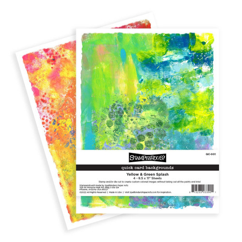 2 Pack Stampendous Quick Card Backgrounds-Yellow & Green Splash -QC001 - 813233033901