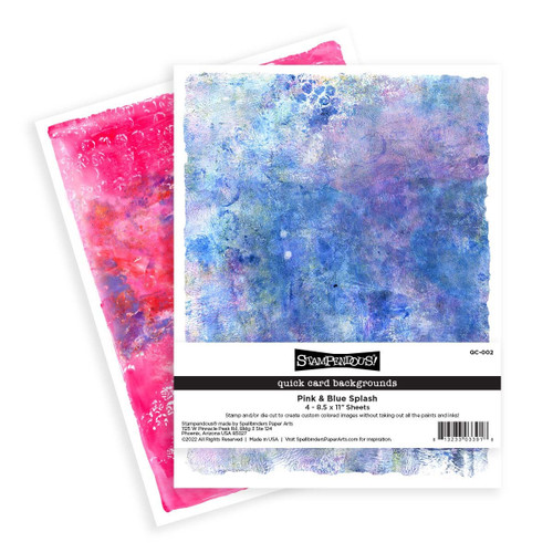 Stampendous Quick Card Backgrounds-Pink & Blue Splash -QC002 - 813233033918