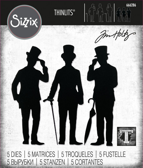 Sizzix Thinlits Dies By Tim Holtz 5/Pkg-Gentlemen - 666286 - 630454285014