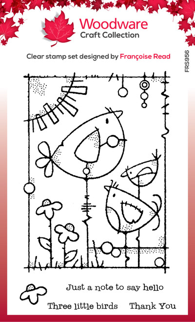 2 Pack Woodware Clear Stamp 4"X6"-Singles Three Little Birds FRS956 - 5055305976524