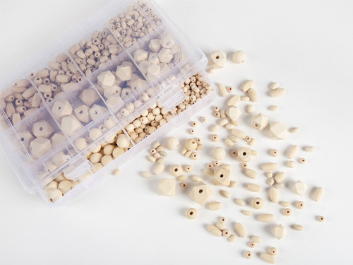 CousinDIY Unfinished Wood Beads 961/Pkg-Assorted - 40001235 CousinDIY Unfinished Wood Beads 961/Pkg-Assorted - 40001235