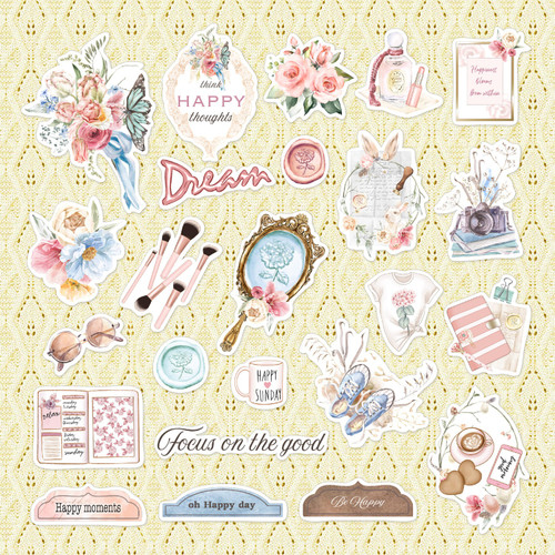 Dusty Rose Ephemera Cardstock Die-Cuts- - MP-61121