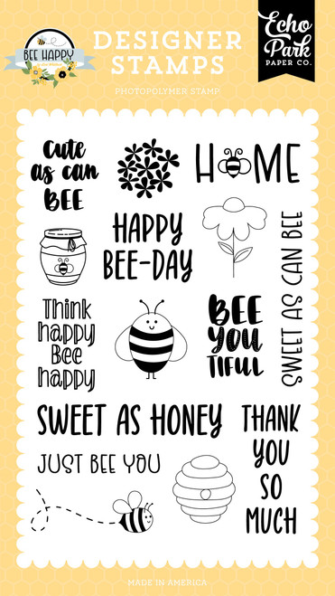 Echo Park Stamps-Cute As Can Bee, Bee Happy BH319044 - 691835189017