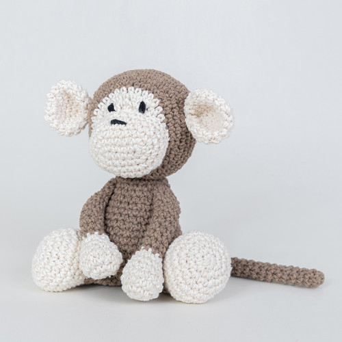 Hoooked Amigurumi DIY Kit W/Eco Barbante Yarn-Monkey Mace - Taupe - PAK125 - 8719874832588