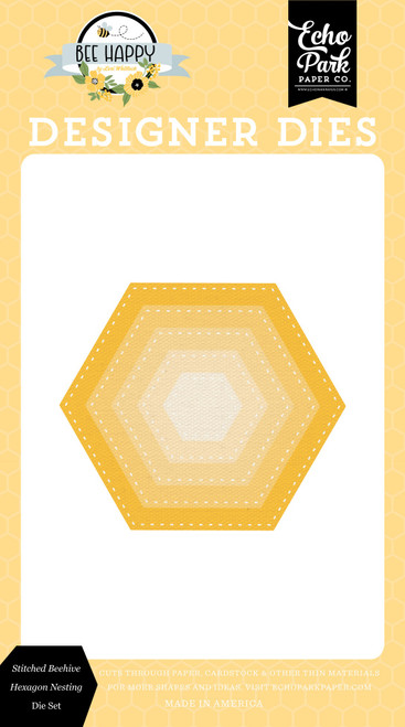 Echo Park Dies-Stitched Beehive Hexagon, Bee Happy BH319042 - 691835188812