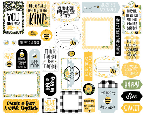 Echo Park Cardstock Ephemera 33/Pkg-Frames & Tags, Bee Happy BH319025