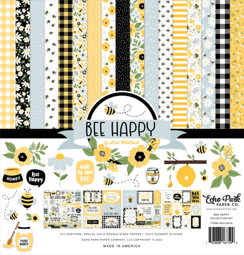 Echo Park Collection Kit 12"X12"-Bee Happy - BH319016 - 793888167599 Echo Park Collection Kit 12"X12"-Bee Happy - BH319016 - 793888167599