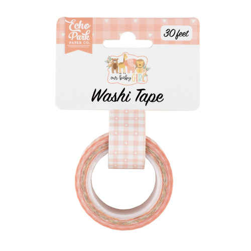 Echo Park Our Baby Girl Washi Tape 30'-Baby Girl Plaid, Our Baby Girl BA301026 - 793888171091