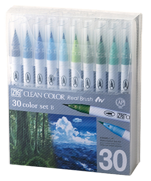 Kuretake ZIG Clean Color Real Brush Marker 30/Pkg-Set B RB600AT3 - 847340042129