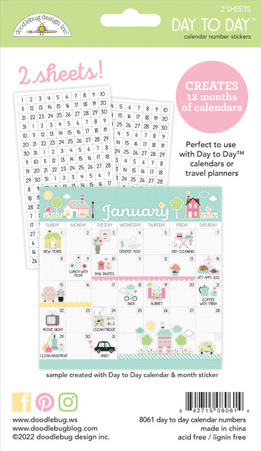 Day To Day Calendar Numbers Clear Stickers-12 Months - DAYT8061 - 842715080614 Day To Day Calendar Numbers Clear Stickers-12 Months - DAYT8061 - 842715080614