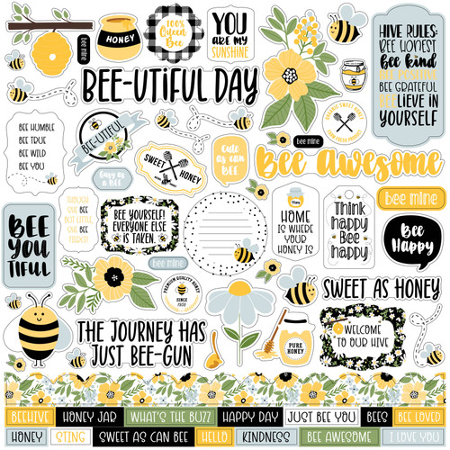 5 Pack Bee Happy Cardstock Stickers 12"X12"-Elements BH319014 - 793888167490