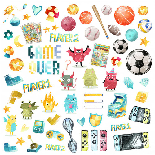 25 Pack Super Awesome Double-Sided Cardstock 12"X12"-Game Over! MPSA12-61111