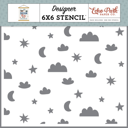 2 Pack - Echo Park Stencil 6"X6"-To The Moon & Back, Dream Big Little Boy - BB304035 - 691835186214 2 Pack - Echo Park Stencil 6"X6"-To The Moon & Back, Dream Big Little Boy - BB304035 - 691835186214
