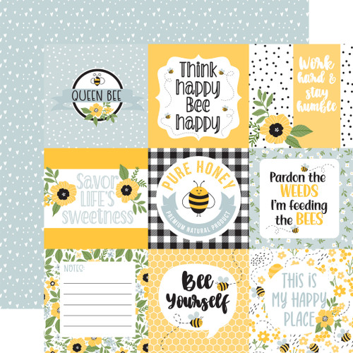 25 Pack Bee Happy Double-Sided Cardstock 12"X12"-4"X4" Journaling Cards BH319-9 - 793888166998