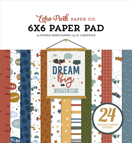2 Pack Echo Park Double-Sided Paper Pad 6"X6" 24/Pkg-Dream Big Little Boy BB304023 - 793888145191