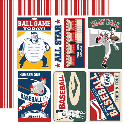 25 Pack Home Run Double-Sided Cardstock 12"X12"-4"X6" Journaling Cards CBHR313-6 - 793888156791