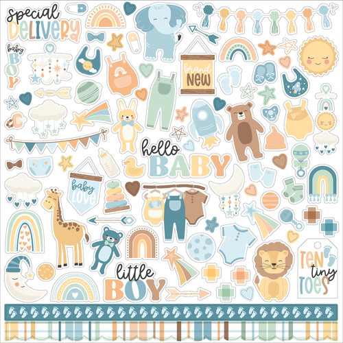 5 Pack Our Baby Boy Cardstock Stickers 12"X12"-Elements BB302014 - 793888140196