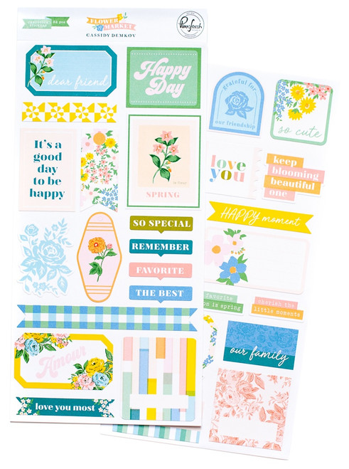 3 Pack PinkFresh Cardstock Stickers-Flower Market PFFM5623 - 736952878359