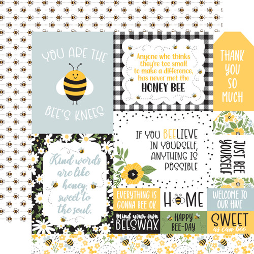 25 Pack Bee Happy Double-Sided Cardstock 12"X12"-Multi Journaling Cards BH319-3 - 793888119390