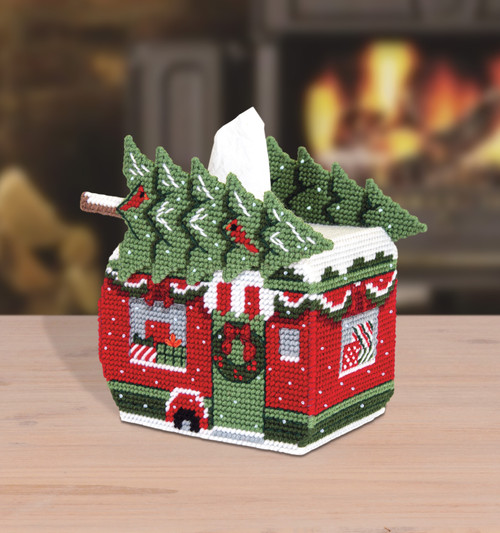 Mary Maxim Plastic Canvas Tissue Box Kit 5"-Holiday Camper (7 count) 30329 - 848787042734