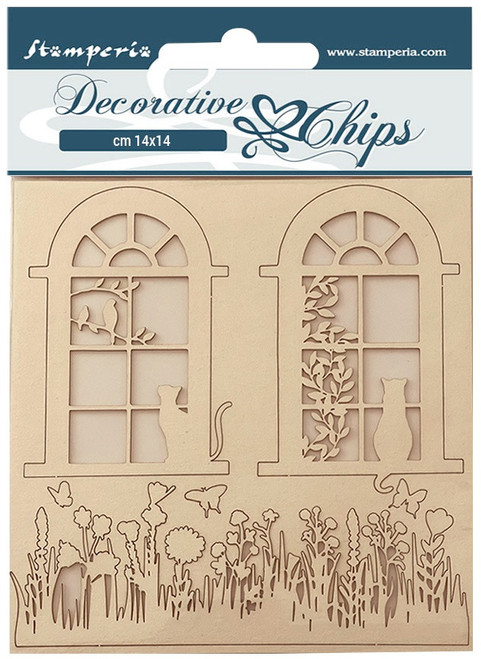 Stamperia Decorative Chips 5.5"X5.5"-Create Happiness Welcome Home Windows SCB158 - 5993110026433