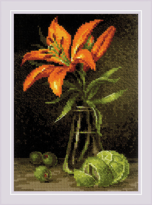 RIOLIS Counted Cross Stitch Kit 6"X8.25"-Lily And Lime (14 Count) R2097 - 4779046185618