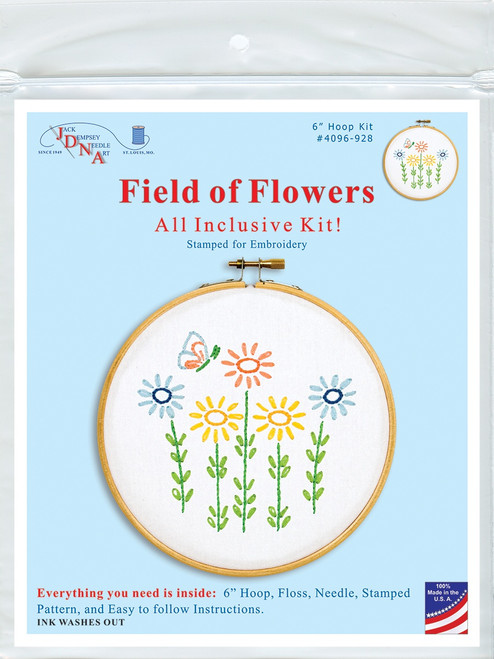 Jack Dempsey Stamped Hoop Kits 6"-Field Of Flowers 4096 928 - 013155199284