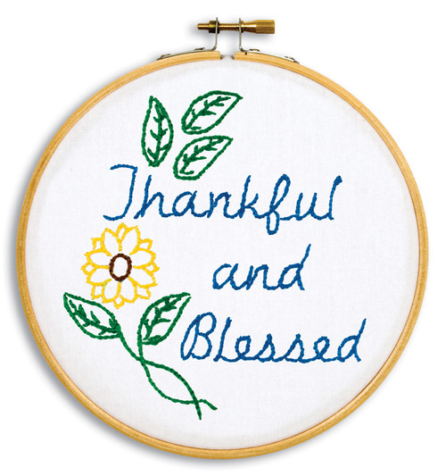 Jack Dempsey Stamped Hoop Kits 6"-Thankful & Blessed 4096 779