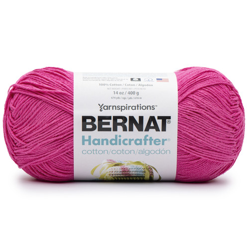 Bernat Handicrafter Cotton Yarn Solids-Hot Pink 162028-28031 - 057355480360