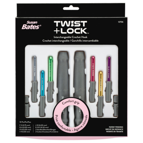  Susan Bates Crochet Hook Set, Extra Fine-Sizes 0.6mm, 0.7mm,  0.8mm