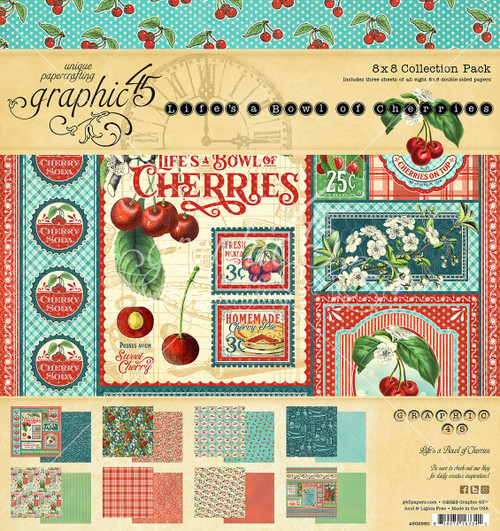 Graphic 45 Double-Sided Paper Pad 8"X8" 24/Pkg-Life's A Bowl Of Cherries G4502580 - 810070163341