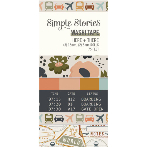 Simple Stories Here & There Washi Tape-5/Pkg ERE19825 - 810112381368