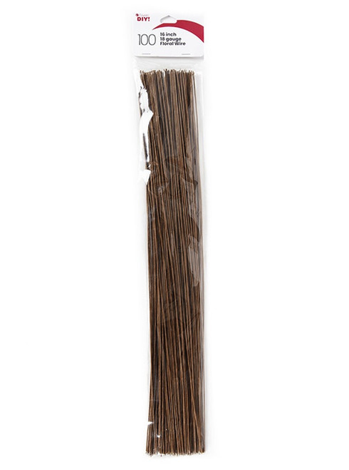 CousinDIY Floral Wire 18 Gauge 16" 100/Pkg-Brown 40002700 - 191648141016