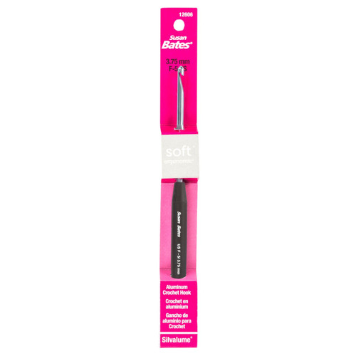 Susan Bates Silvalume Soft Ergonomic Aluminum Crochet Hook-Size F5/3.75mm - B2606F - 077216370197