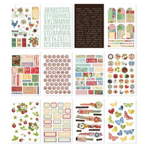 Simple Stories Sticker Book 12/Sheets-Simple Vintage Berry Fields, 386/Pkg BER20125