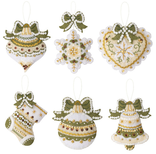 Bucilla Felt Ornaments Applique Kit Set Of 6-Holiday Glitz 89637E - 046109896373