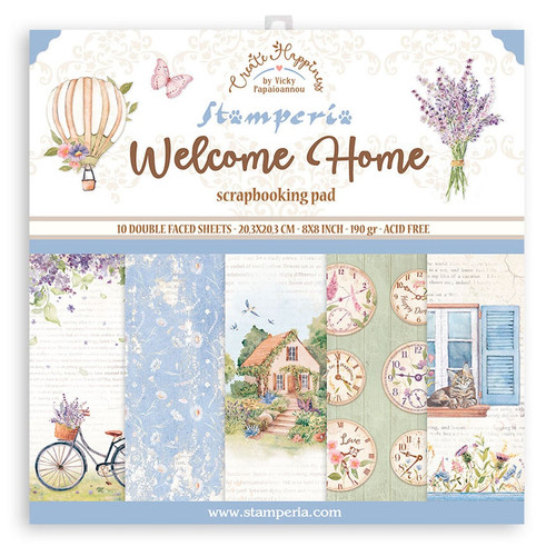 Stamperia Double-Sided Paper Pad 8"X8" 10/Pkg-Create Happiness Welcome Home - SBBS77 - 5993110026068 Stamperia Double-Sided Paper Pad 8"X8" 10/Pkg-Create Happiness Welcome Home - SBBS77 - 5993110026068