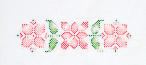 Jack Dempsey Stamped Pillowcases W/White Perle Edge 2/Pkg-Cross-Stitch Pretty In Pink - 1600 55