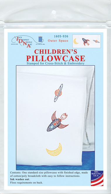 Jack Dempsey Children's Stamped Pillowcase W/Perle Edge-Outer Space - 1605 936 - 013155869361