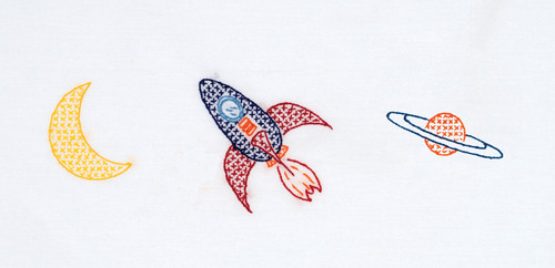 Jack Dempsey Children's Stamped Pillowcase W/Perle Edge-Outer Space - 1605 936
