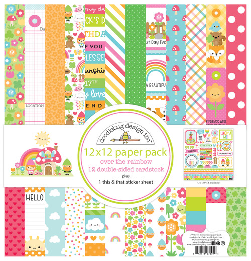 Doodlebug Double-Sided Paper Pack 12"X12" 12/Pkg-Over The Rainbow DB7994 - 842715079946