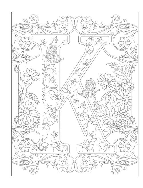Creative Haven: Floral Alphabet Designs Coloring Book-Softcover - B6850559 Creative Haven: Floral Alphabet Designs Coloring Book-Softcover - B6850559