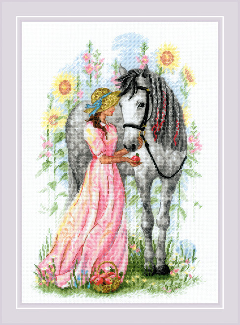RIOLIS Counted Cross Stitch Kit 8.25"X11.75"-Horse Girl (18 Count) R2071 - 4779046184512