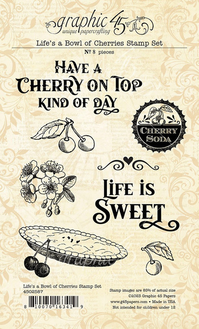 Graphic 45 Life's A Bowl Of Cherries Stamp Set-8/Pkg G4502587 - 810070163419